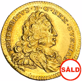 Fredrik I - Dukat 1738 av Ostindiskt guld - 11 kända exemplar i privat ägo - OCIRKULERAT TOPPEXEMPLAR