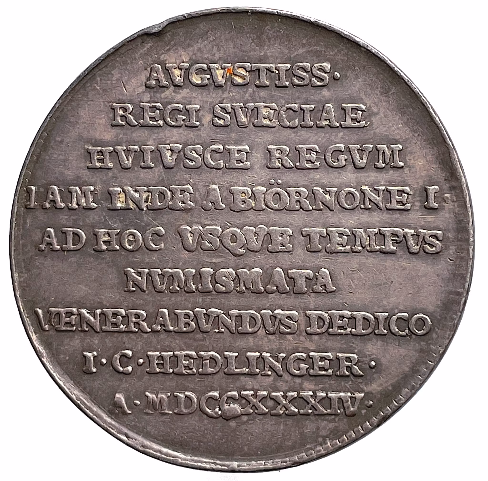 Hedlingers regentlängd - Dedikationsmedaljen av Johan Carl Hedlinger