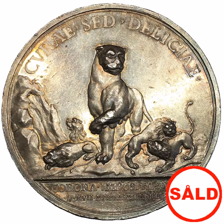 Sverige, Ulrika Eleonora 1719-1720, Silvermedalj av Hedlinger till drottningens kröning 1719