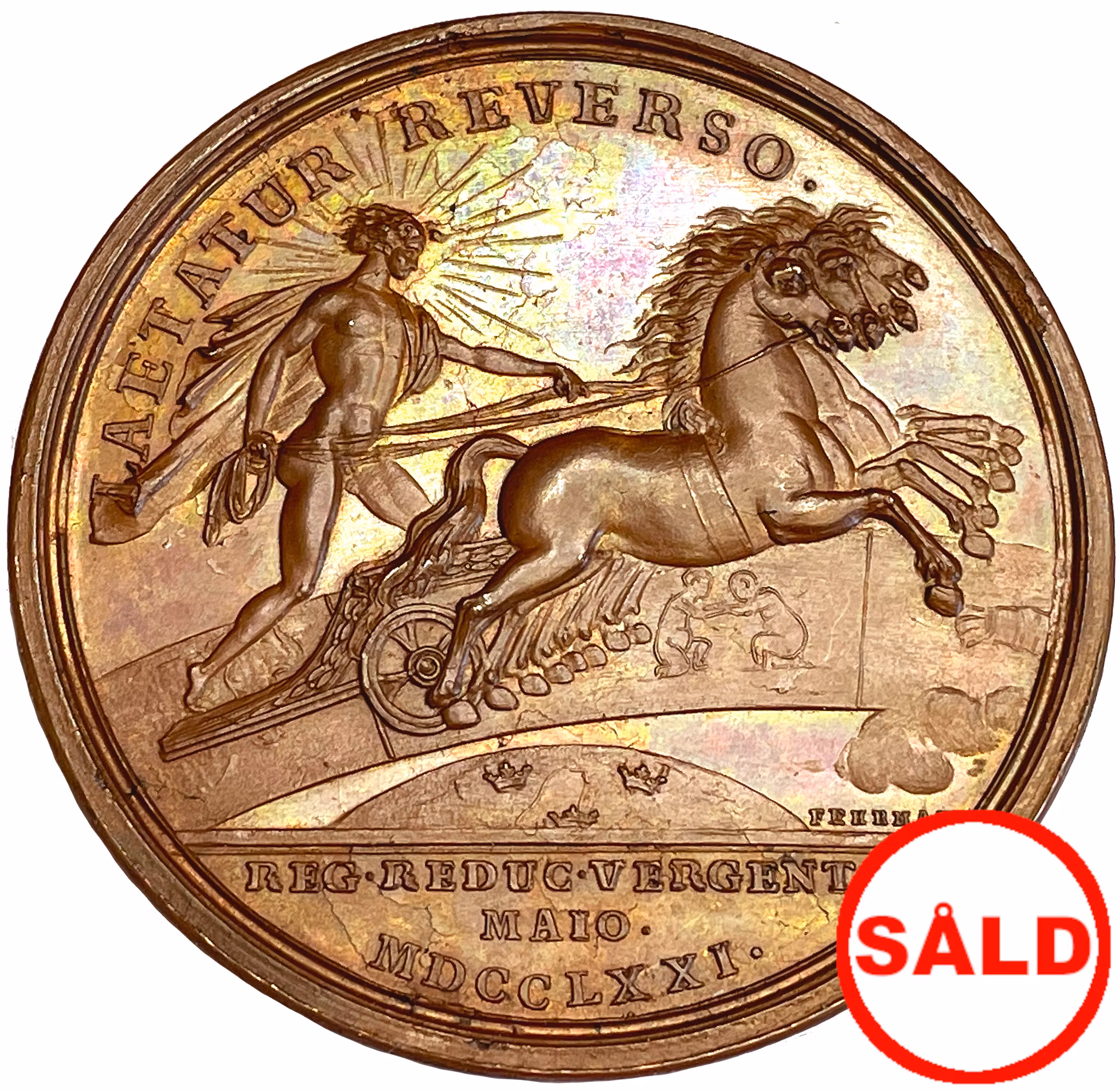 Konung Gustav återkommer från sin utländska resa till Stockholm den 29 maj 1771 av Gustaf Ljungberg - Extremt sällsynt hybridprägling - RRR