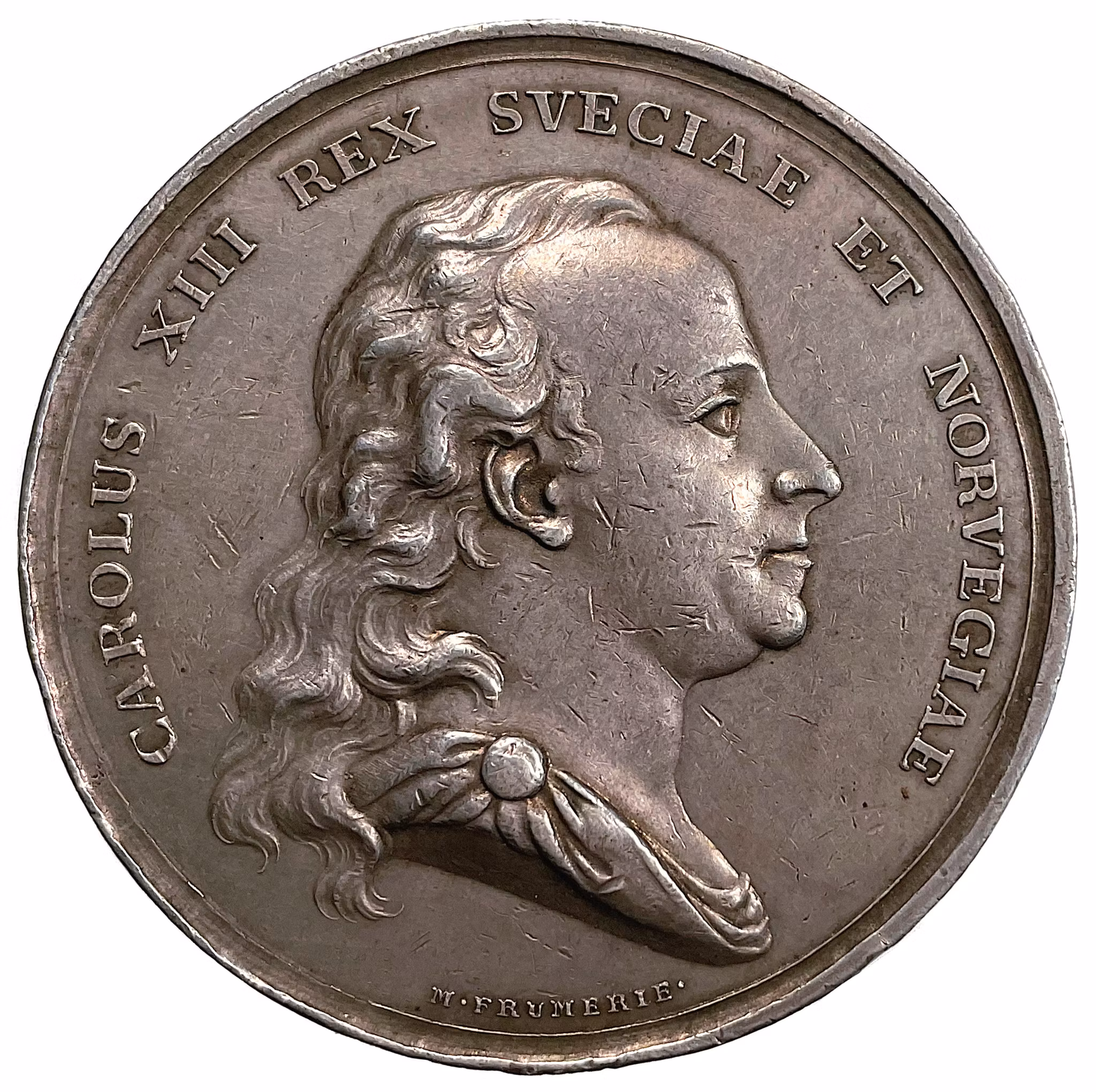 Konungens död i Stockholm den 5 februari och begravning i Riddarholmskyrkan den 20 mars 1818 av Mauritz Frumerie