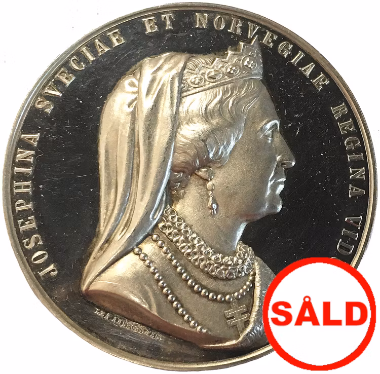 Sverige, änkedrottning Drottning Josephinas 50-årsminne, Praktfull silvermedalj av Lea Ahlborn