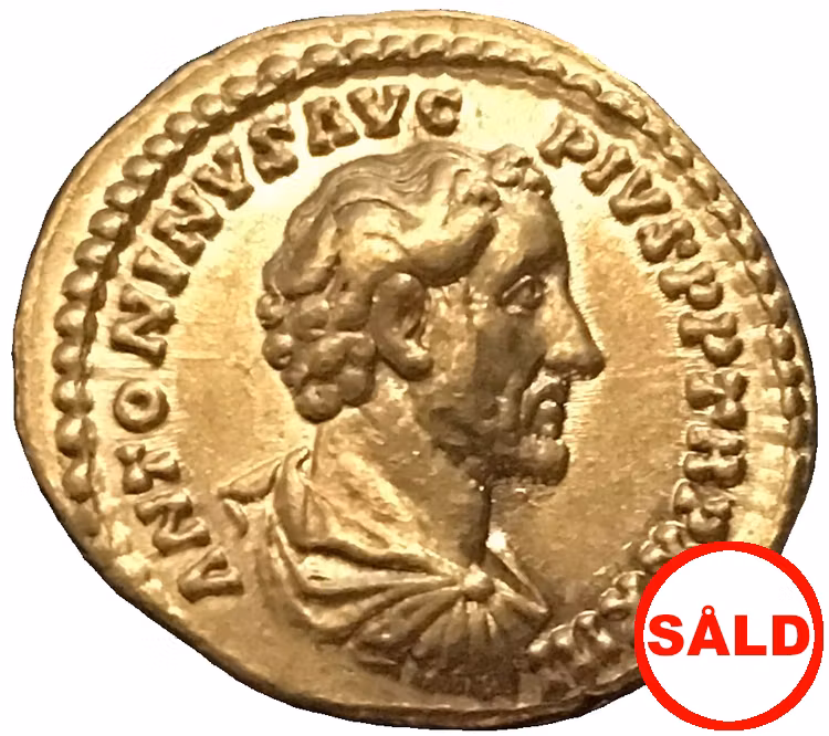 Antoninus Pius 138-161 e.Kr. Vacker aureus i guld med full närmast full präglingsglans