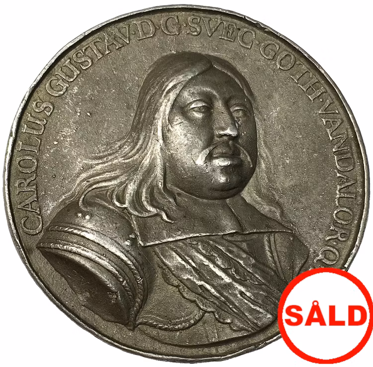 Sverige, Karl X Gustav 1654-1660, Medalj 1658 - Tåget över stora Bält - MYCKET SÄLLSYNT - av Pieter van Abeele