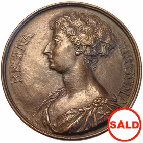 Kristina i Rom ca 1685 - Ensidig gjuten sk Skålla - Saknas i alla kataloger och samlingar - Enda kända exemplaret