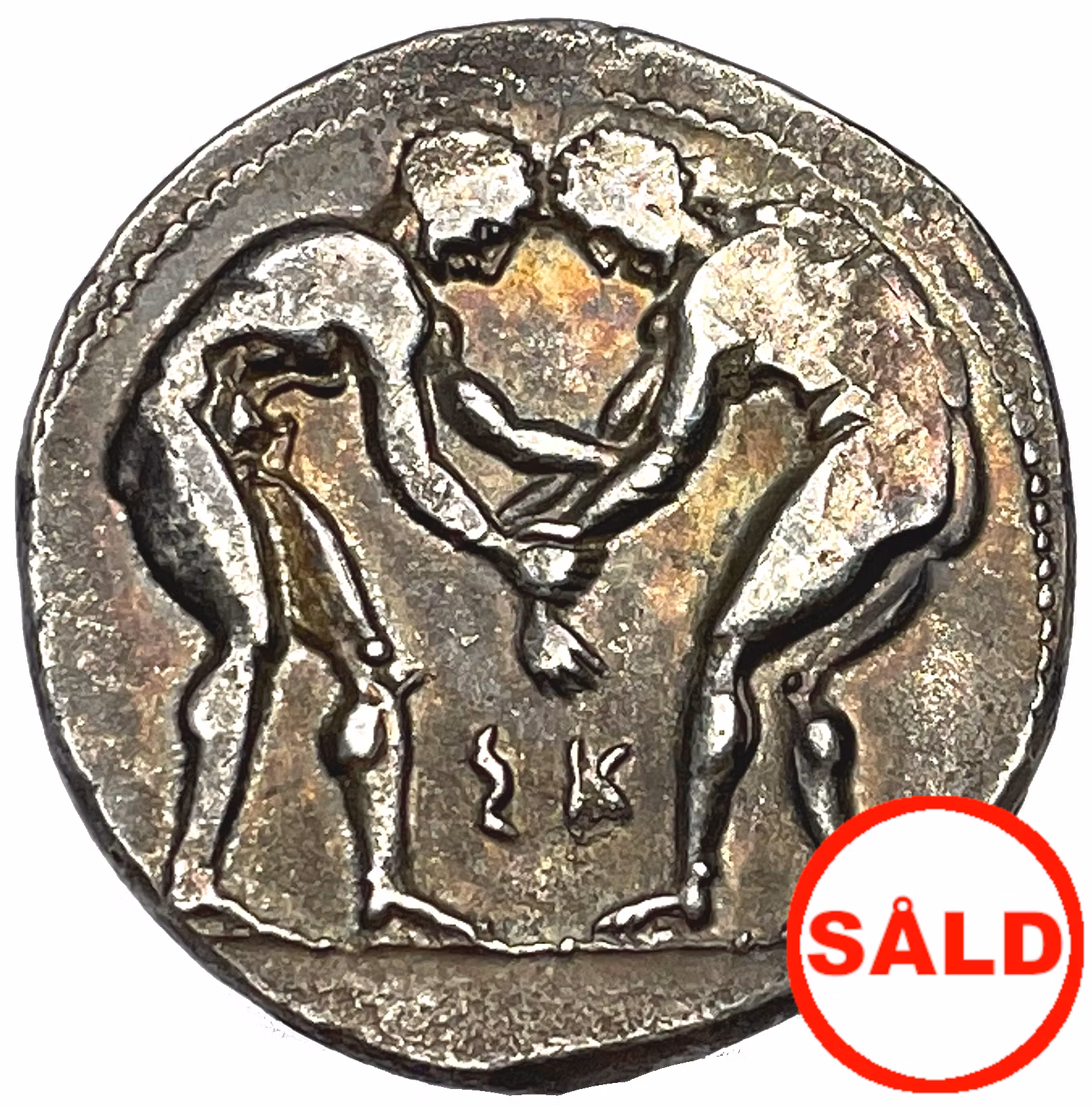 Pamfylien, Aspendos, Stater ca 380/75-330/25 f.Kr - Olympiska motiv - MYCKET VACKERT EXEMPLAR med "statement" från gravören - Med kraftigt eregerad penis - Mycket ovanligt!