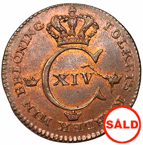 Karl XIV Johan - 1/4 Skilling 1829 - Skarpt och bra exemplar med röd präglingsglans