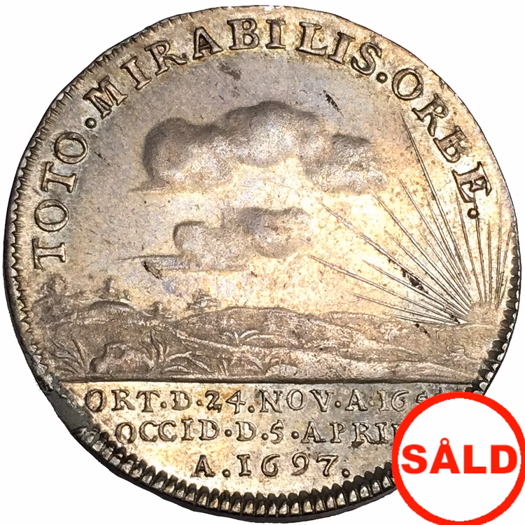 Karl XI - 2 mark 1697 - Kastmynt till konungens begravning - PRAKTEXEMPLAR - Ett av de bästa exemplaren!