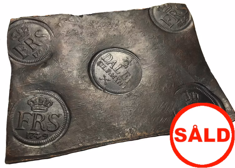 Fredrik I - Plåtmynt 1/2 Daler SM 1749 - Mycket vackert exemplar