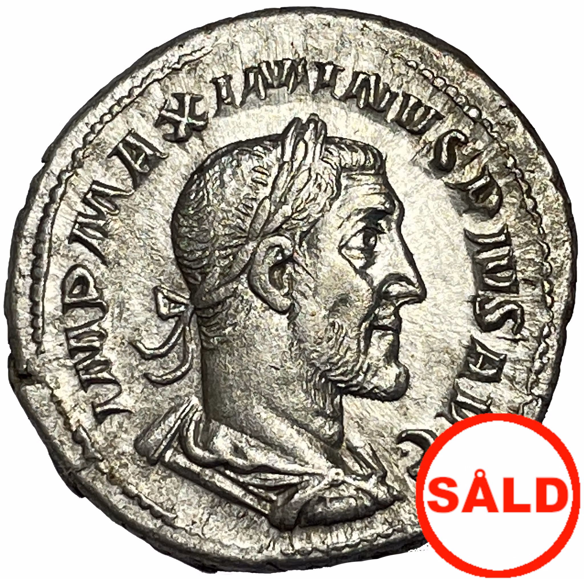 Maximinus 235-238 e.Kr - Vacker denar med skarpt porträtt och bra bottenlyster