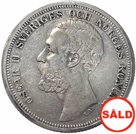 Oskar II - 2 kronor 1880 med OCH - Ett tilltalande exemplar