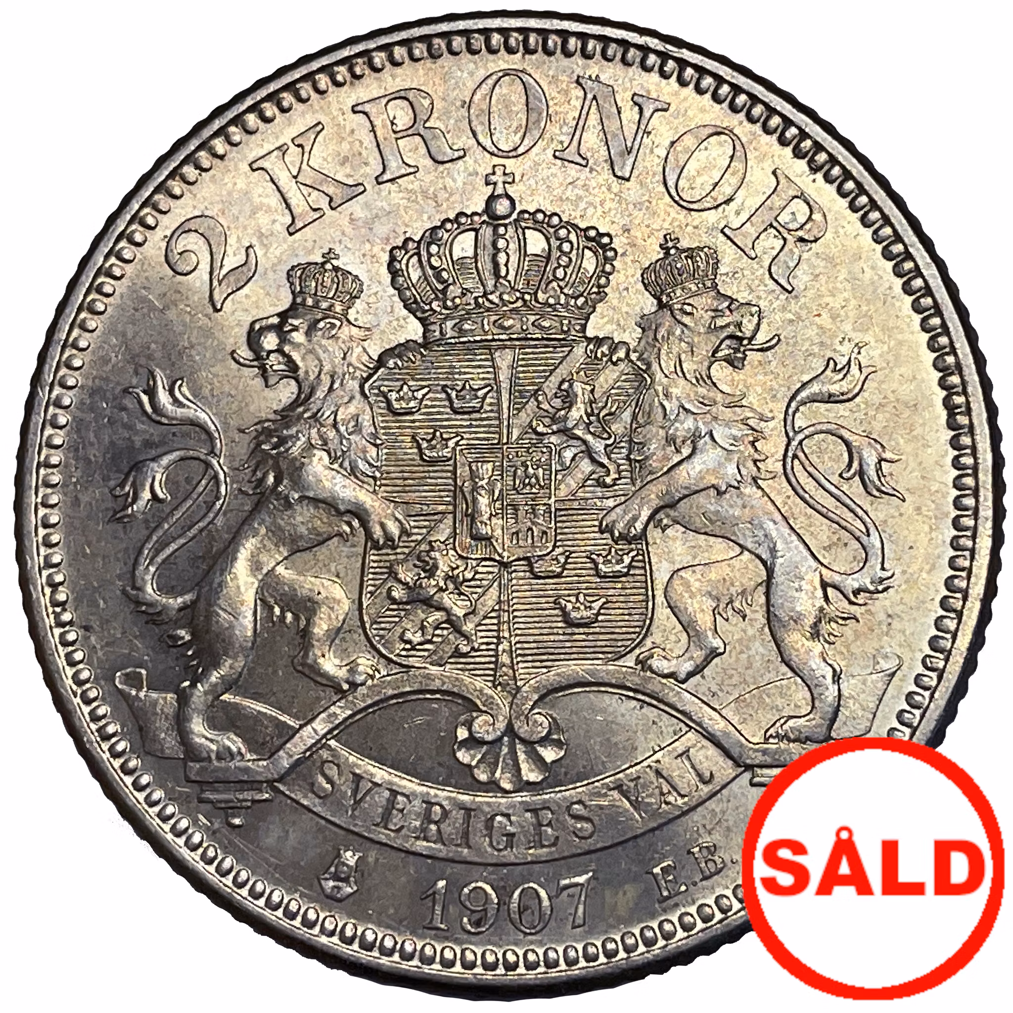 Oskar II, 2 Kronor 1907 - Vackert exemplar