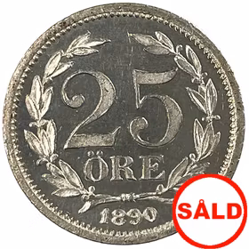 Oskar II, 25 Öre 1890 - Underbart vackert exemplar