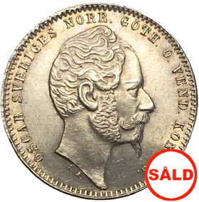 Sverige, Oskar I 1844-1859, 1 Riksdaler riksmynt 1857 - VACKERT SILVERMYNT - Ettårstyp