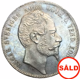 Oskar I, 2 Riksdaler riksmynt 1857 - Vackert exemplar