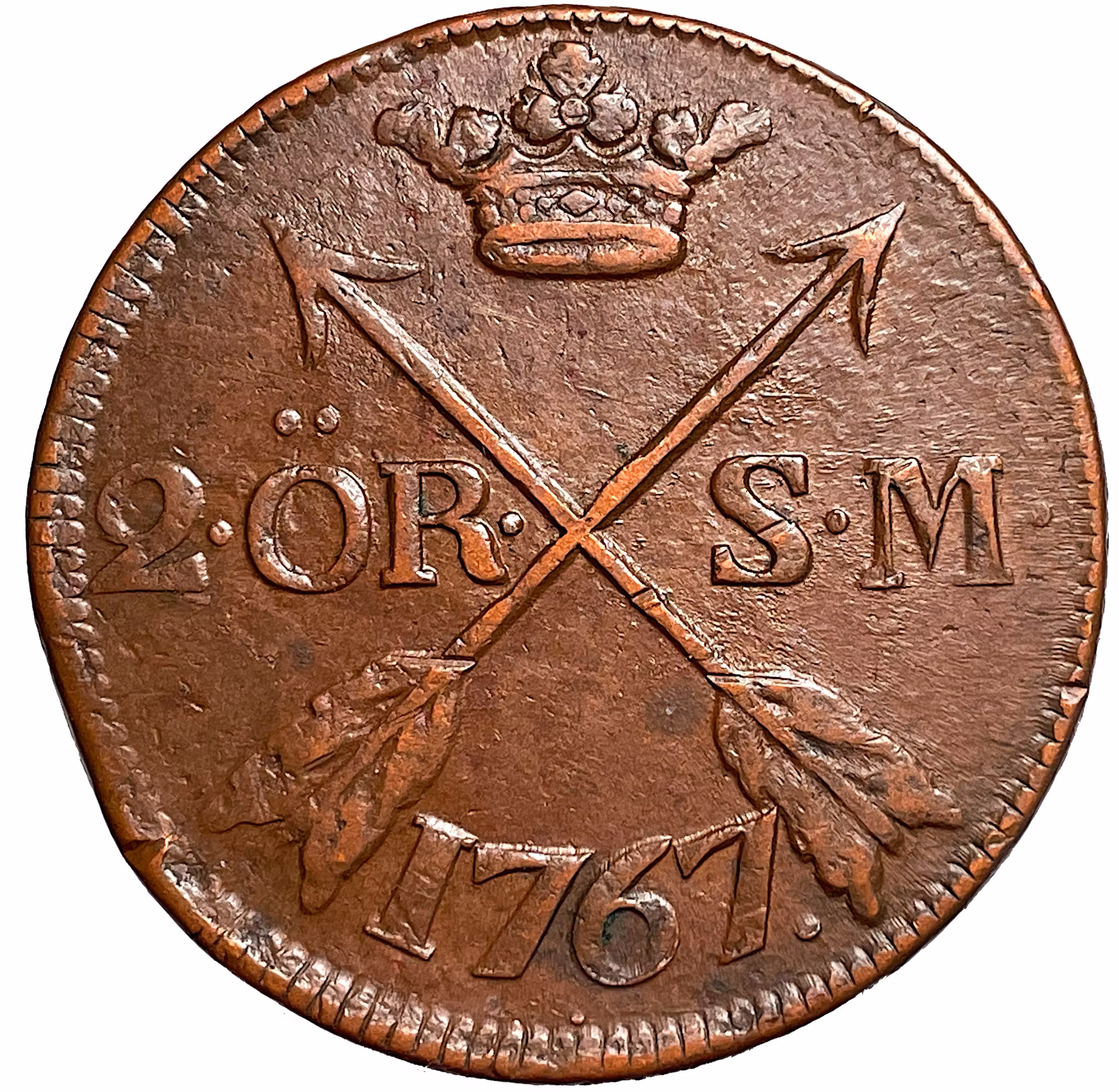 Adolf Fredrik - 2 Öre SM 1767 - Ovanligt vackert exemplar