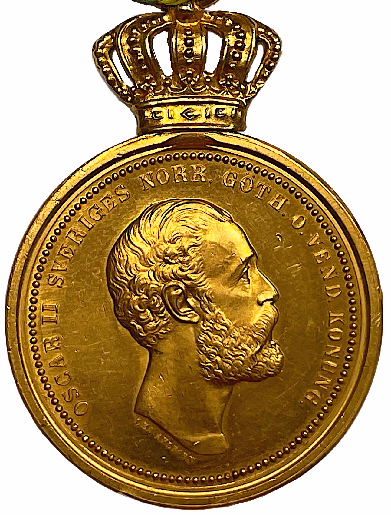 Oskar II - Guldmedalj med band och originalask - Kungliga Patriotiska Sällskapets belöningsmedalj - Mycket sällsynt helobjekt av Lea Ahlborn