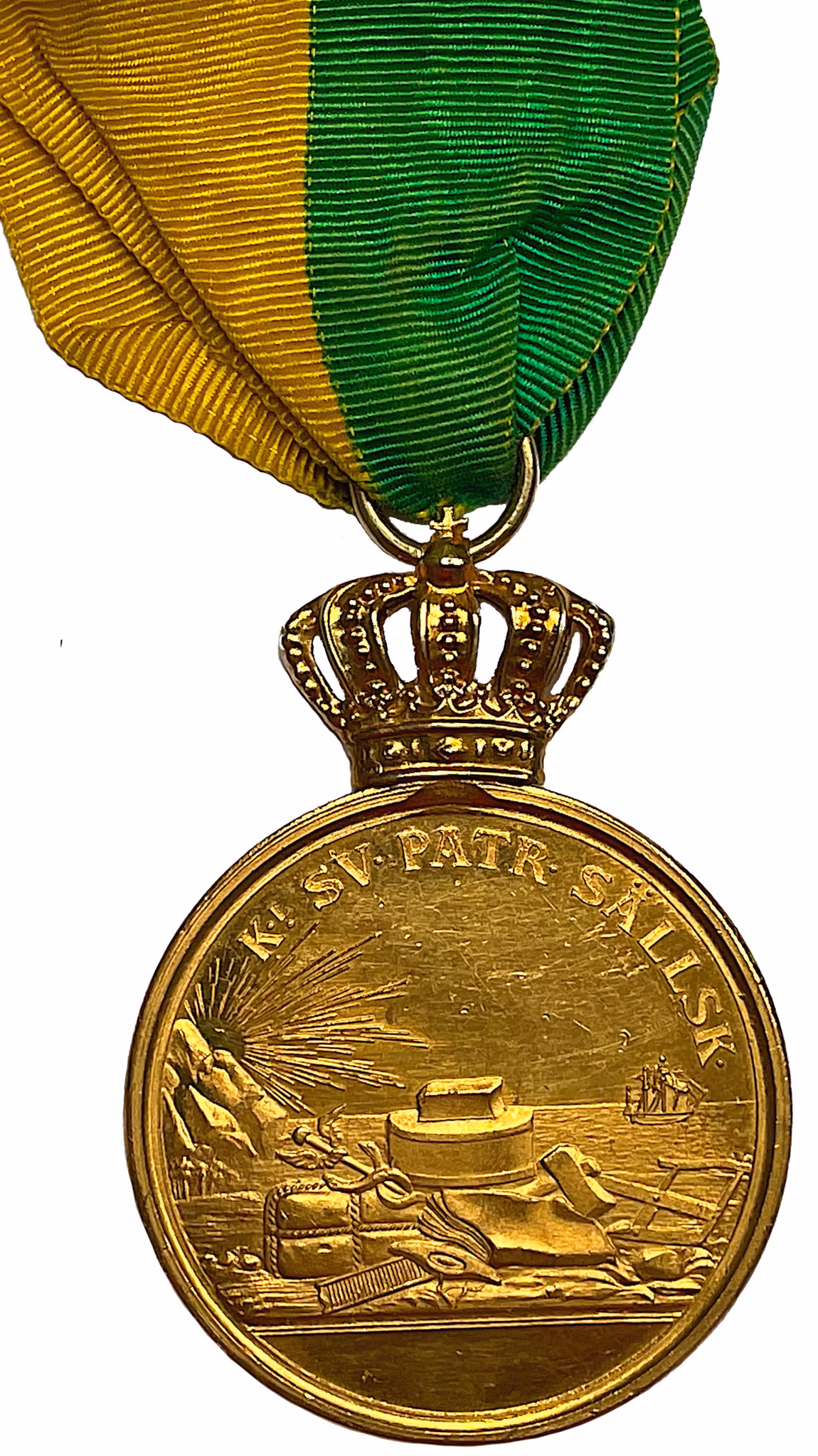 Oskar II - Guldmedalj med band och originalask - Kungliga Patriotiska Sällskapets belöningsmedalj - Mycket sällsynt helobjekt av Lea Ahlborn