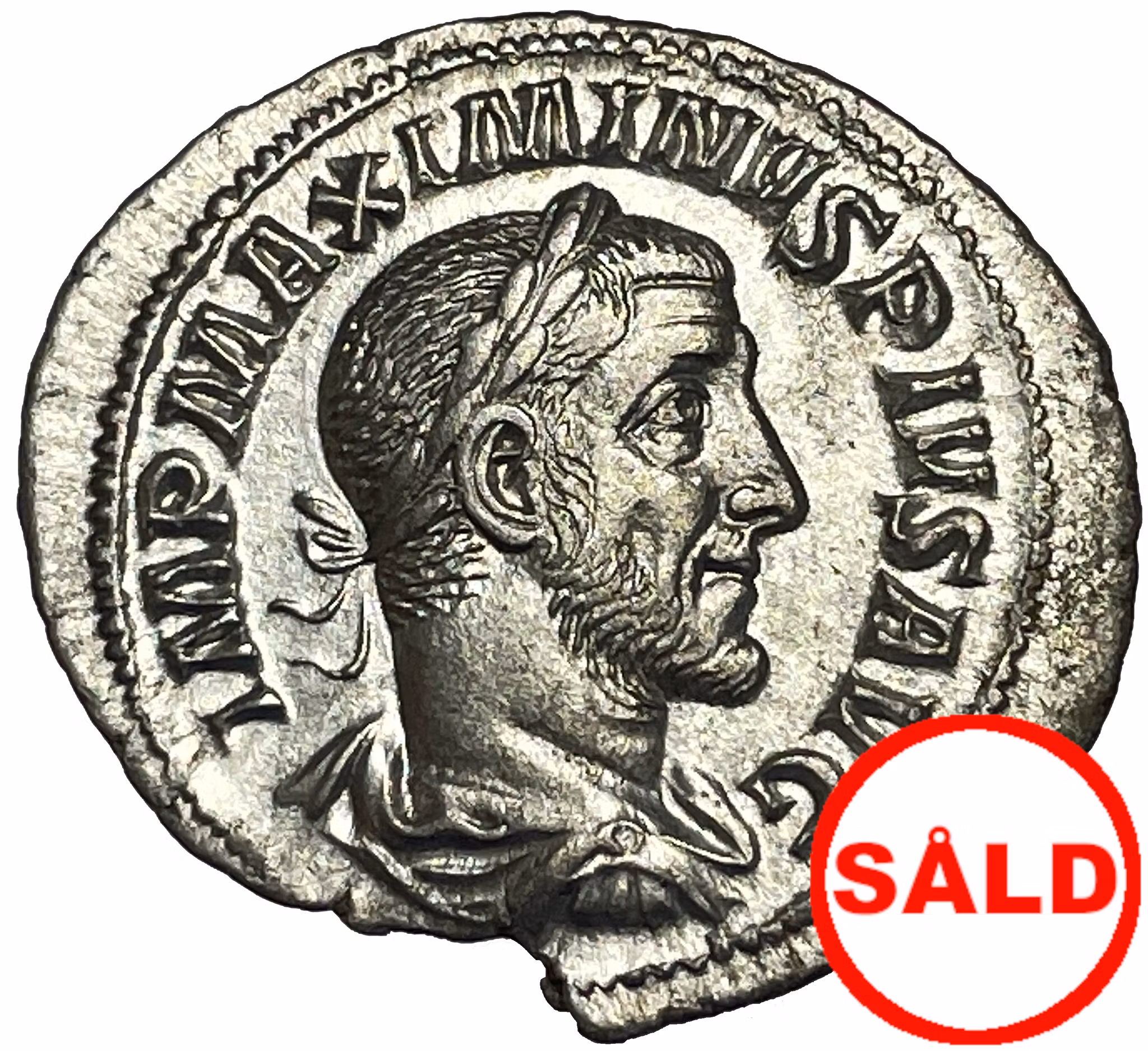 Maximinus 235-238 e.Kr - Vacker denar med skarpt porträtt och bra bottenlyster