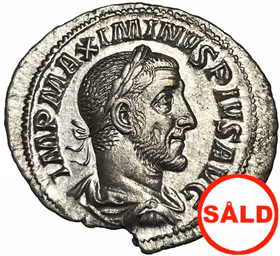 Maximinus 235-238 e.Kr - Vacker denar med skarpt porträtt och bra bottenlyster