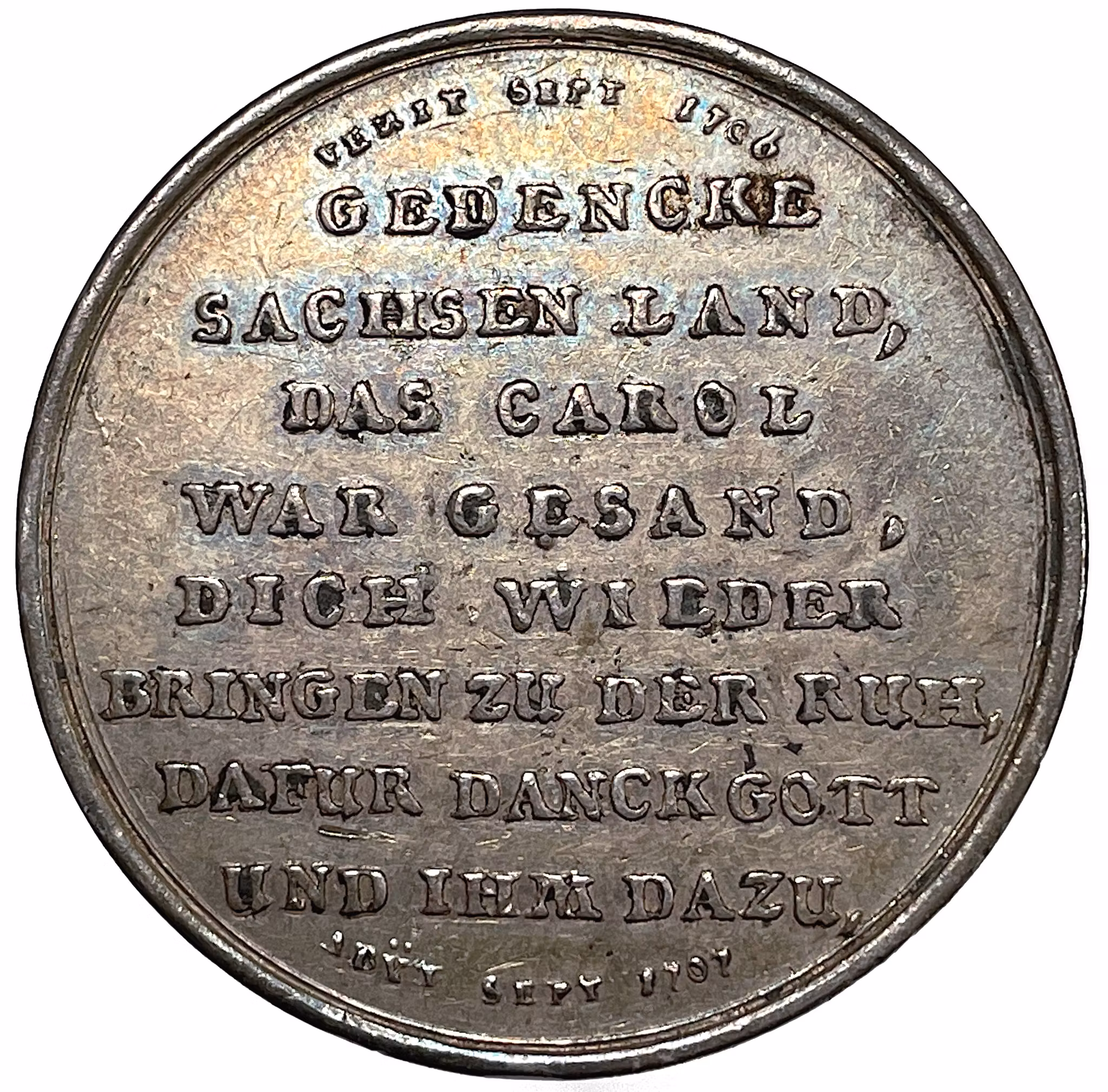 Karl XII:s avtåg med svenska hären ur Sachsen den 23 augusti 1707 - Präglad i 1/2 riksdalers vikt