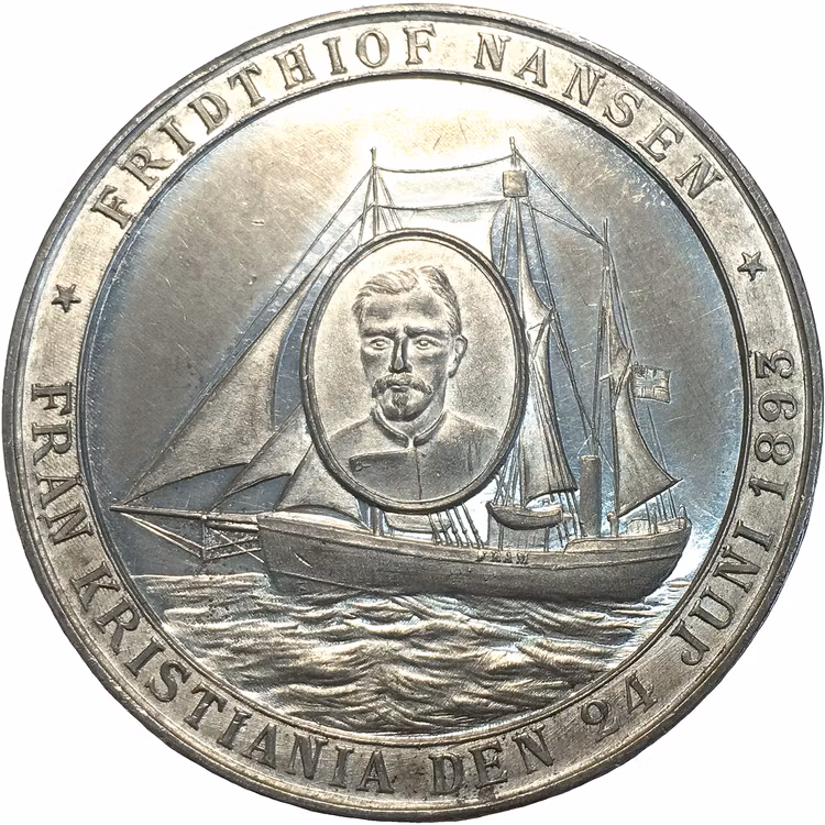 En historisk mycket intressant minnesmedalj över Andrées polarexpedition 1897 graverad av Högel