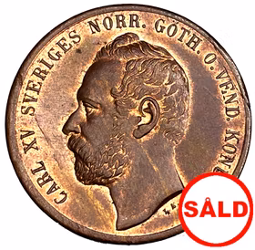 Karl XV, 5 Öre 1862 med stjärna - Vackert ocirkulerat exemplar