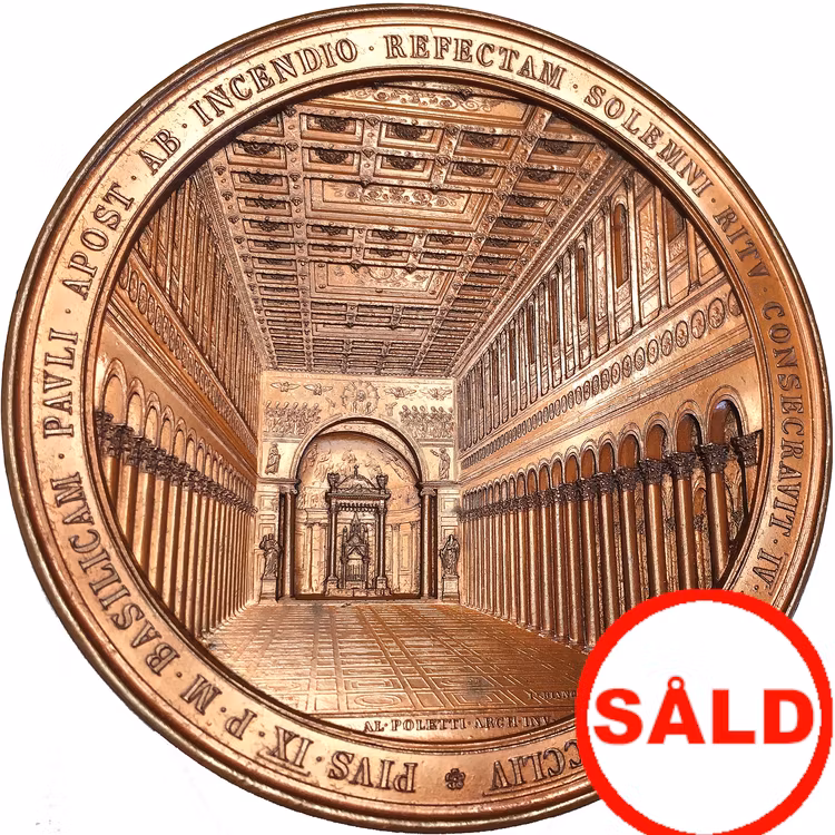 Pius IX - Invigningen av S:t Pauls basilika 1854 av Ignazio Bianchi - PRAKTMEDALJ