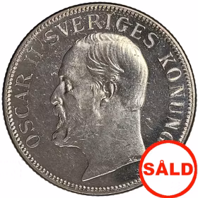 Oskar II, 2 Kronor 1907 med spegelkaraktär - Ett vackert exemplar