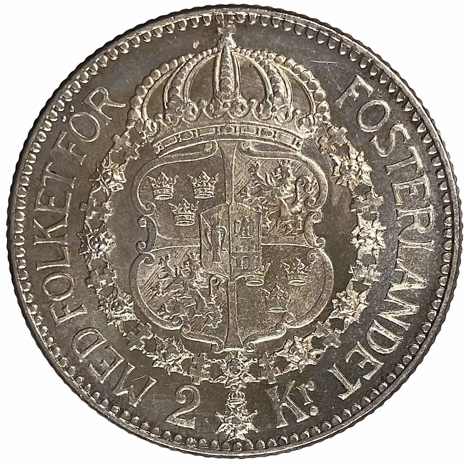 Gustav V, 2 Kronor 1910, Tilltalande exemplar med frostaktig relief och djup lyster