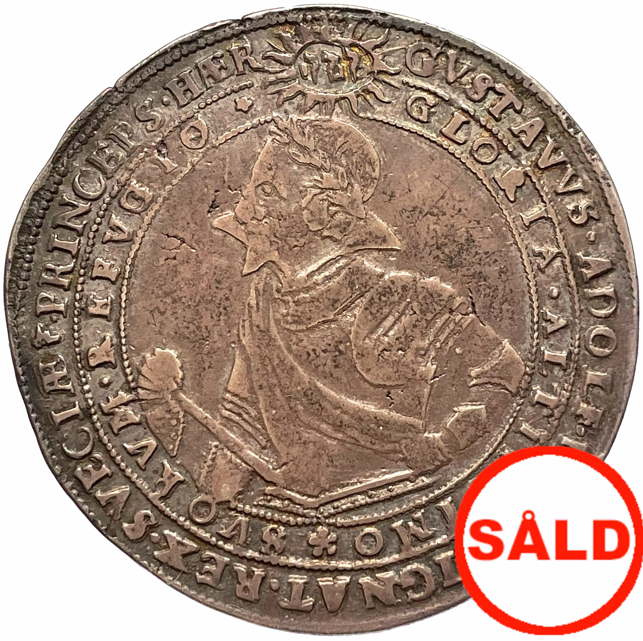 Gustav II Adolf, 4 Mark 1617 med HÆR - Vackert exemplar med fin originalpatina