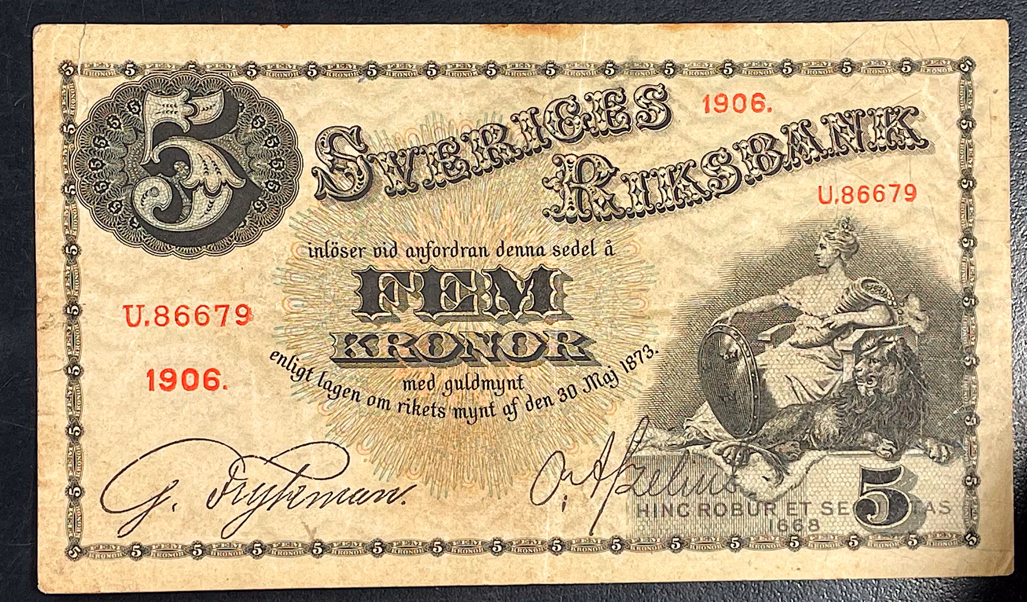 Oskar II - 5 Kronorsedel 1906