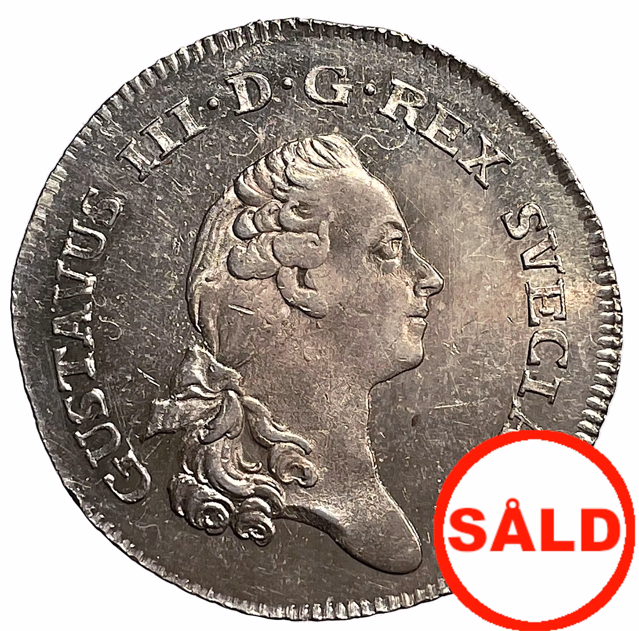 Gustav III, 1/3 Riksdaler 1788  - Ett vackert ocirkulerat exemplar med bottenstriering och fin lyster