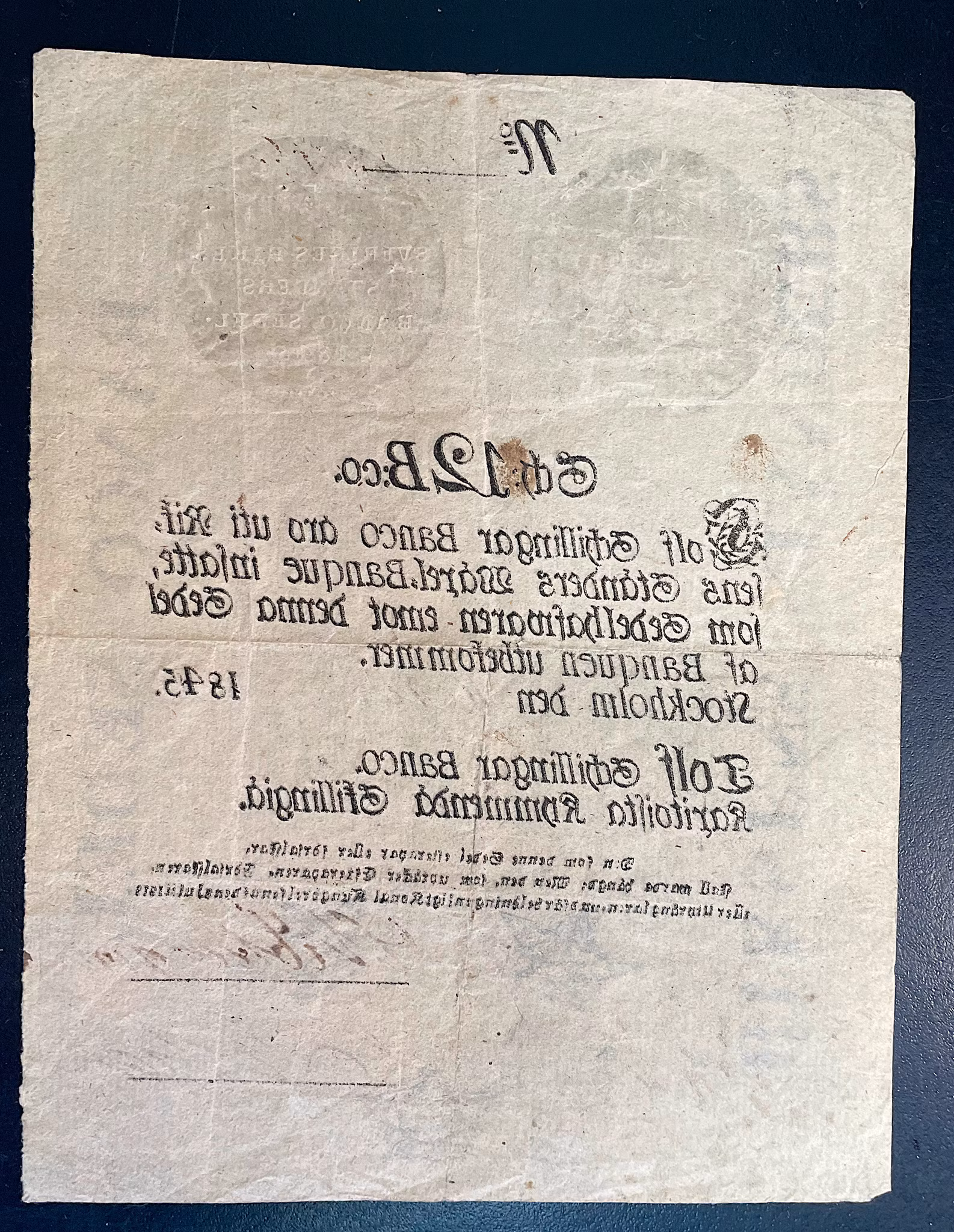 Oskar I - 12 Skilling Banco 1845 - Sällsynt årtal RR