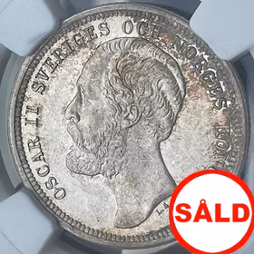 Oskar II - 1 Krona 1887 - Ett mycket vackert ocirkulerat exemplar - NGC MS63