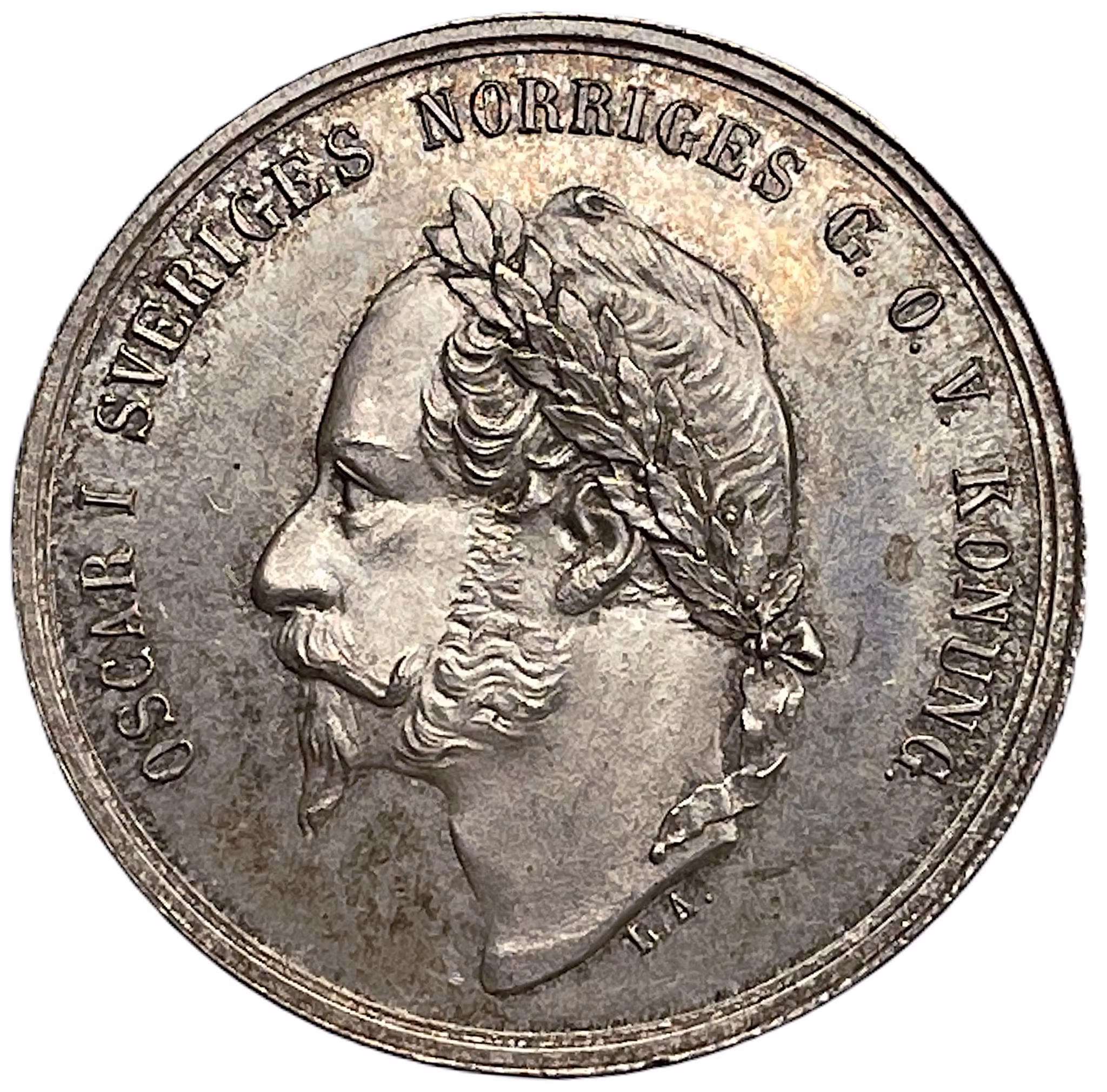 Oskar I:s begravning 1859 - "Kastpenning" - Ett underbart exemplar med frostaktigt porträtt