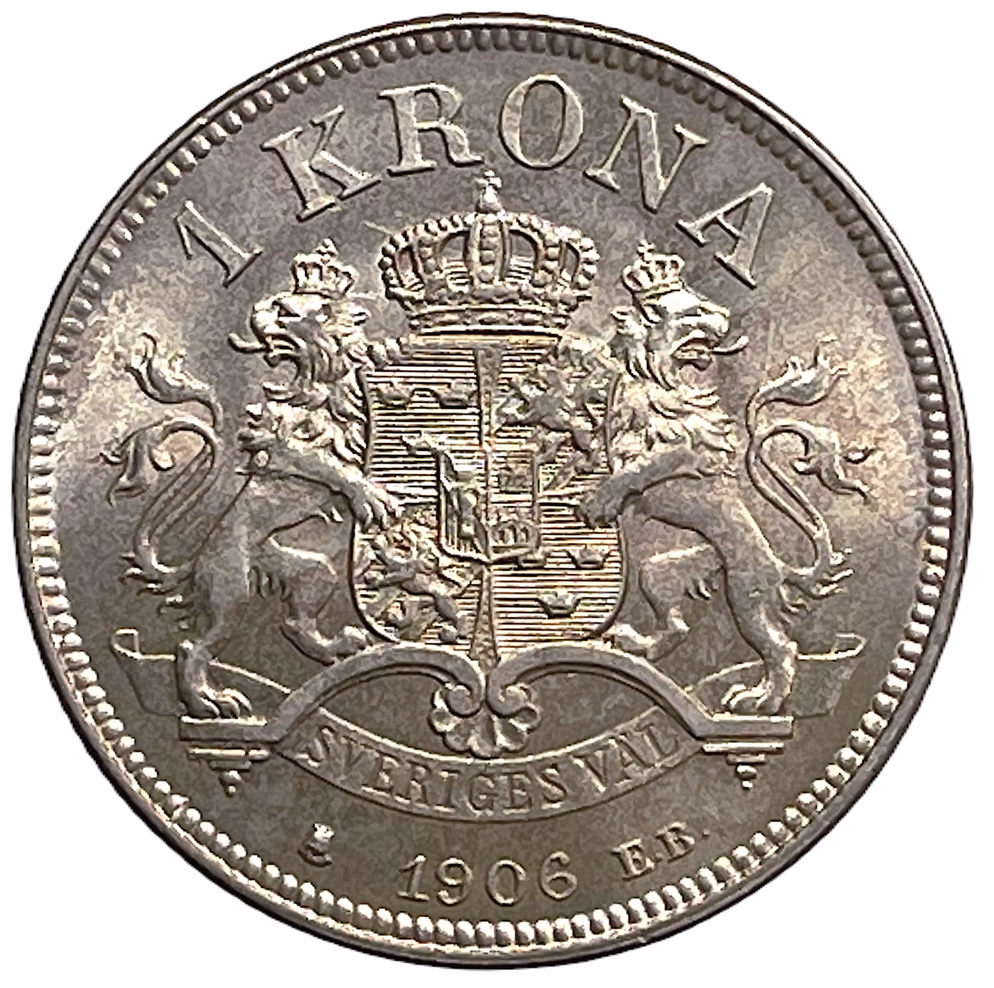 Oskar II - 1 Krona 1906 - Ett vackert ocirkulerat exemplar