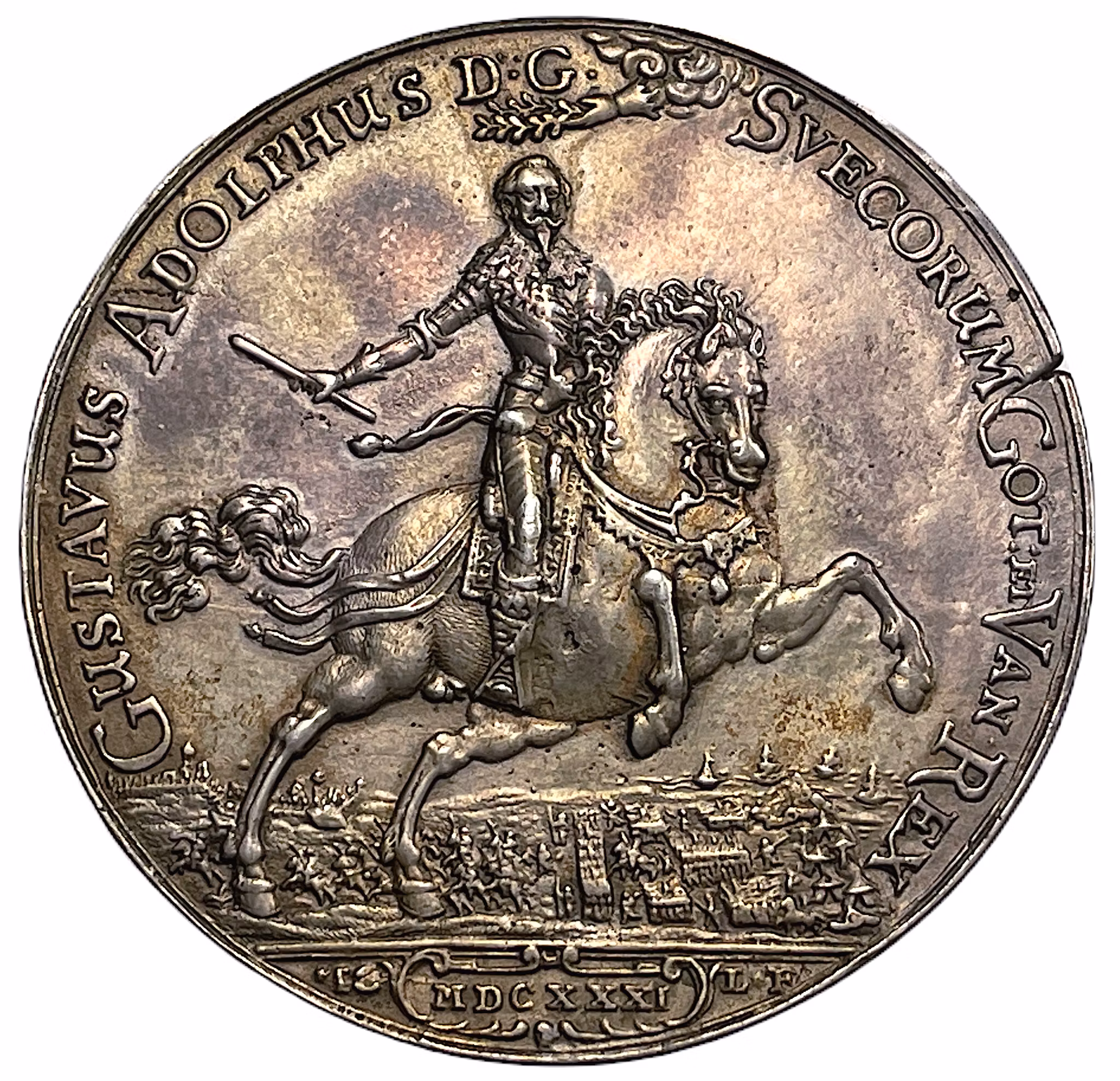 Gustav II Adolf - Segern vid Breitenfeldt 1631 av  Jean Gentil i 1/2 Talers vikt - Ett lyxexemplar för typen