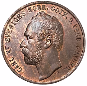 Karl XV - 5 Öre 1867 - Ett vackert rött ocirkulerat exemplar