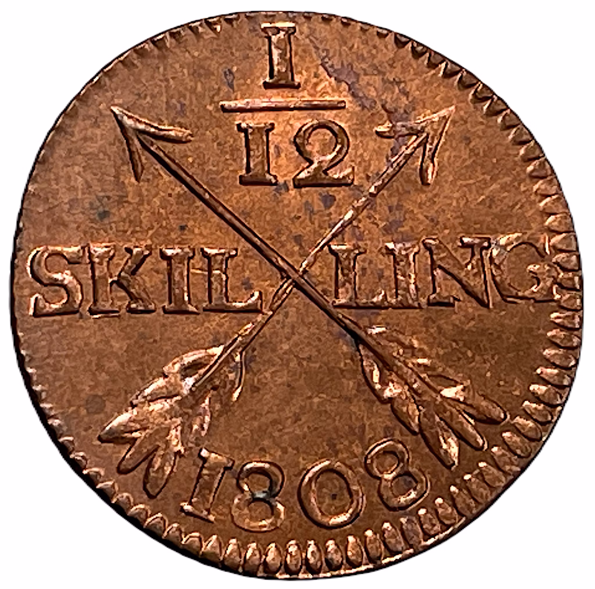 Gustav IV Adolf - 1/12 Skilling 1808 - Ett härligt rött, välpräglat och välcentrerat exemplar