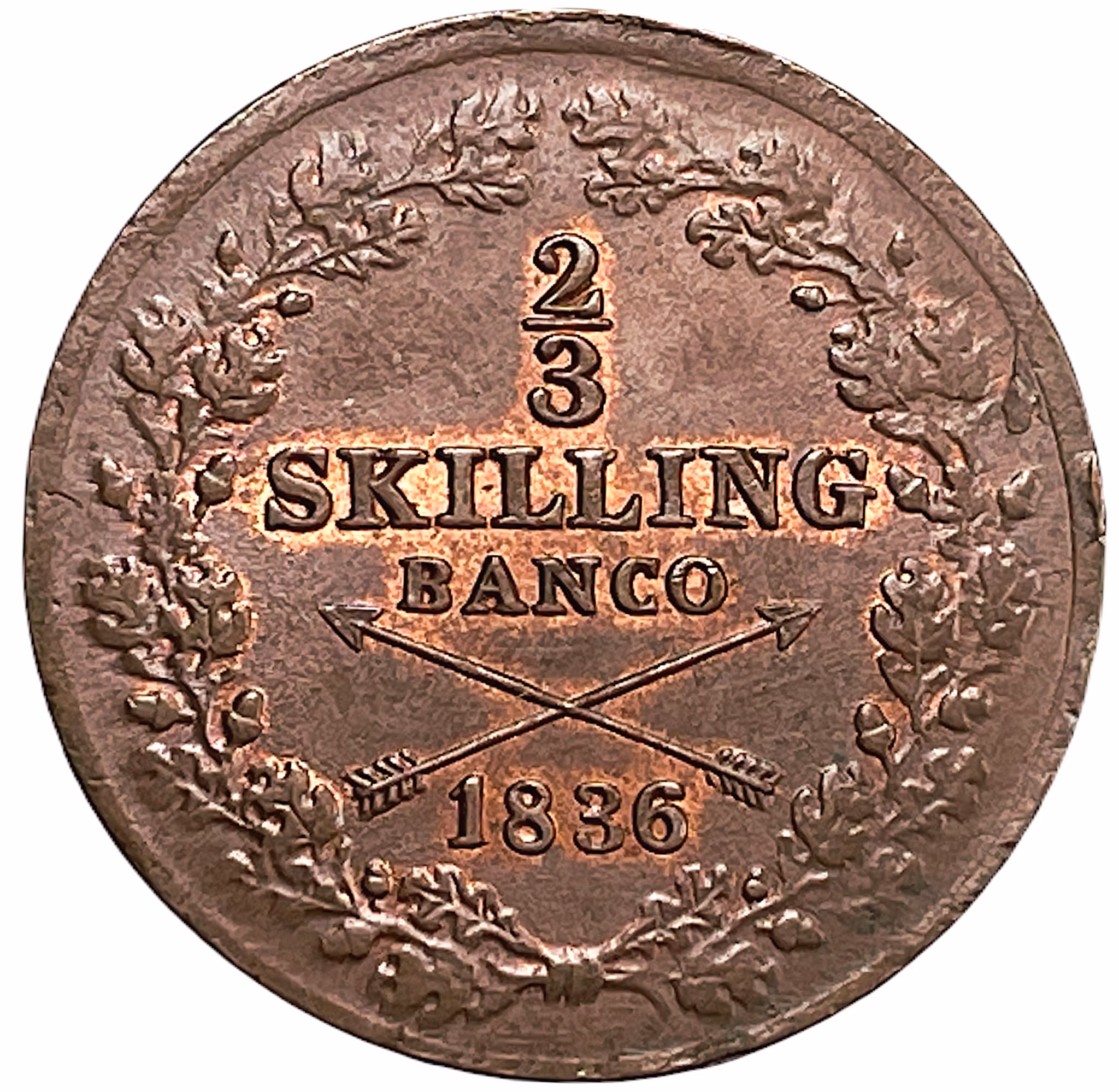 Karl XIV Johan - 2/3 Skilling Banco 1836 - Vackert exemplar