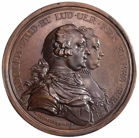Adolf Fredrik och Lovisa Ulrikas silverbröllop den 29 augusti 1769 av Gustaf Ljungberger - Mycket vackert och mycket sällsynt exemplar - RR
