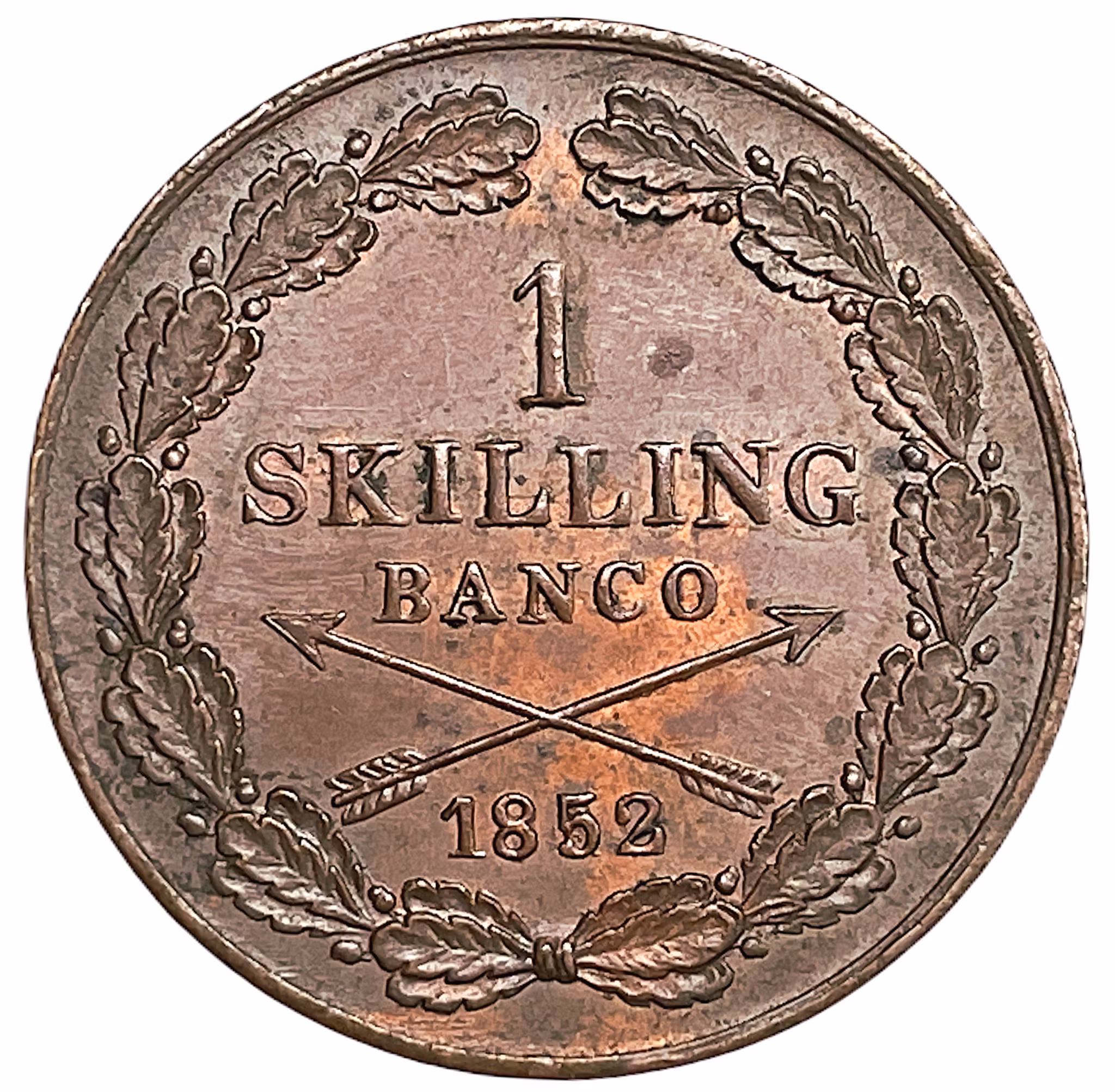 Oskar I - 1 Skilling Banco 1852, 5 på 4 - Ett vackert exemplar