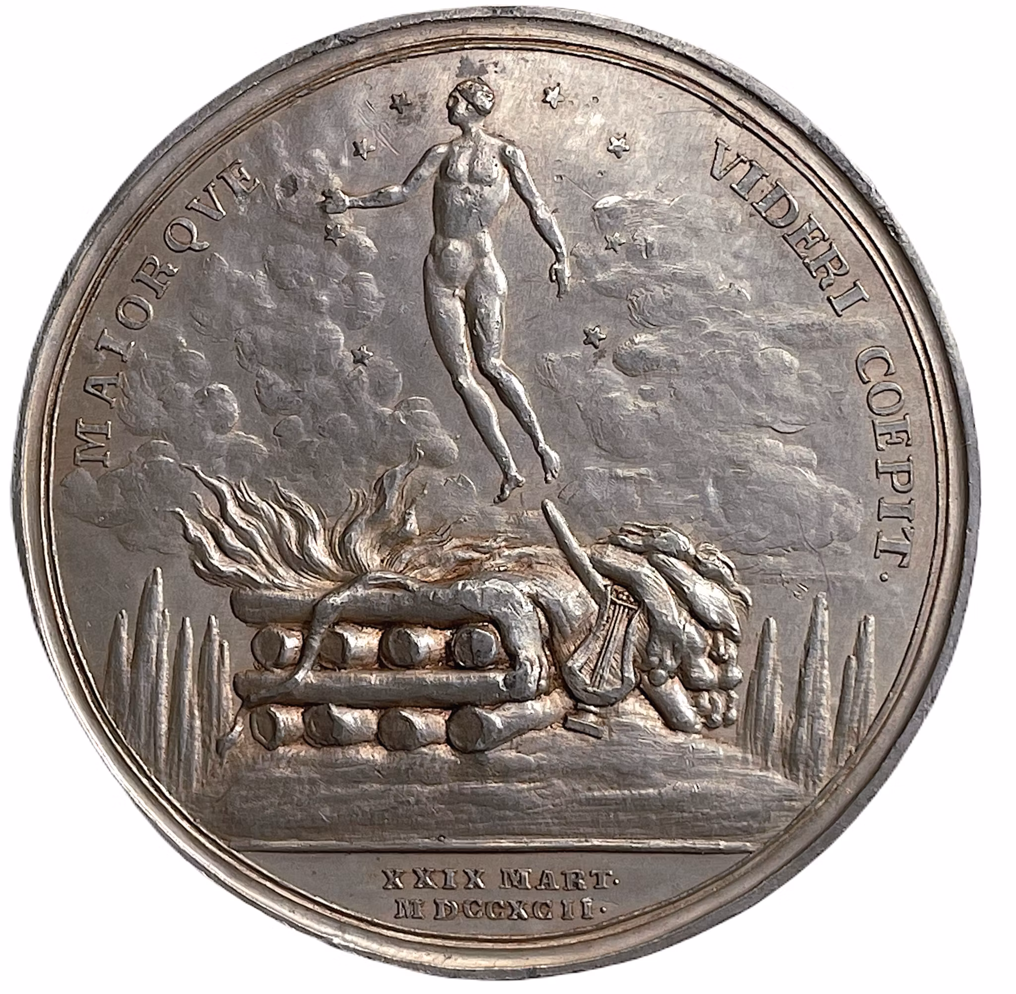 Gustav III:s död i Stockholm den 29 mars och begravning i Riddarholmskyrkan den 14 maj 1792 av Carl Gustaf Fehrman - Präglad i tenn Extremt sällsynt - RR