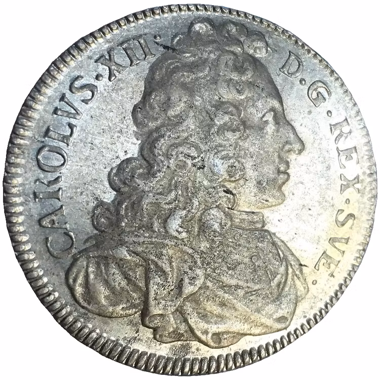 Karl XII 1697-1718, 4 Mark 1701 i silver - LÄCKER KVALITET