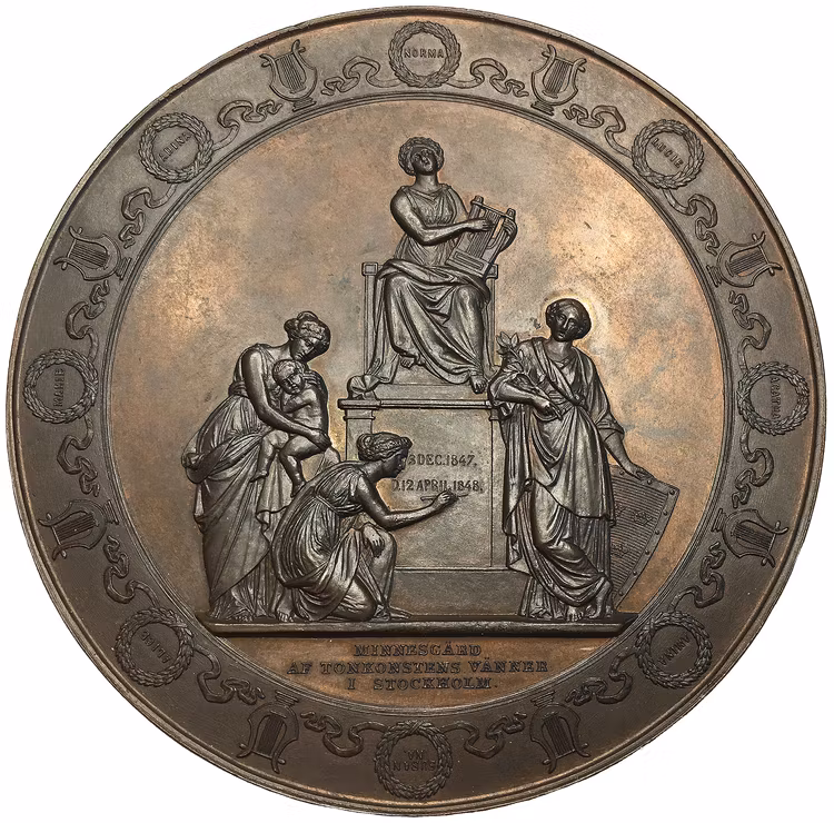 Jenny Lind 1820-1887, Operasångerska - Näktergalen, Bronsmedalj i originaletui av Lundgren - Praktexemplar