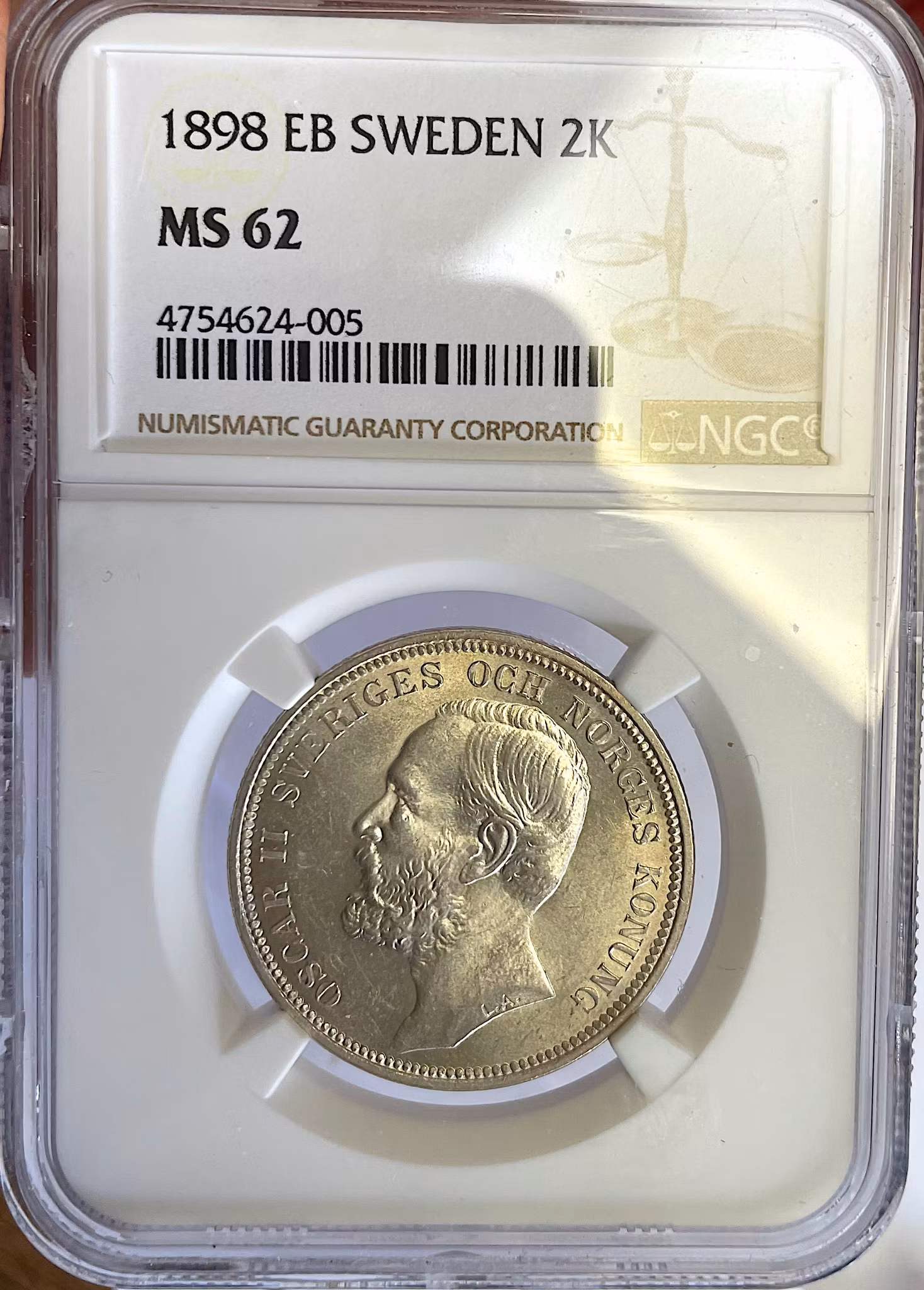 Oskar II - 2 Kronor 1898 - Vackert ocirkulerat exemplar