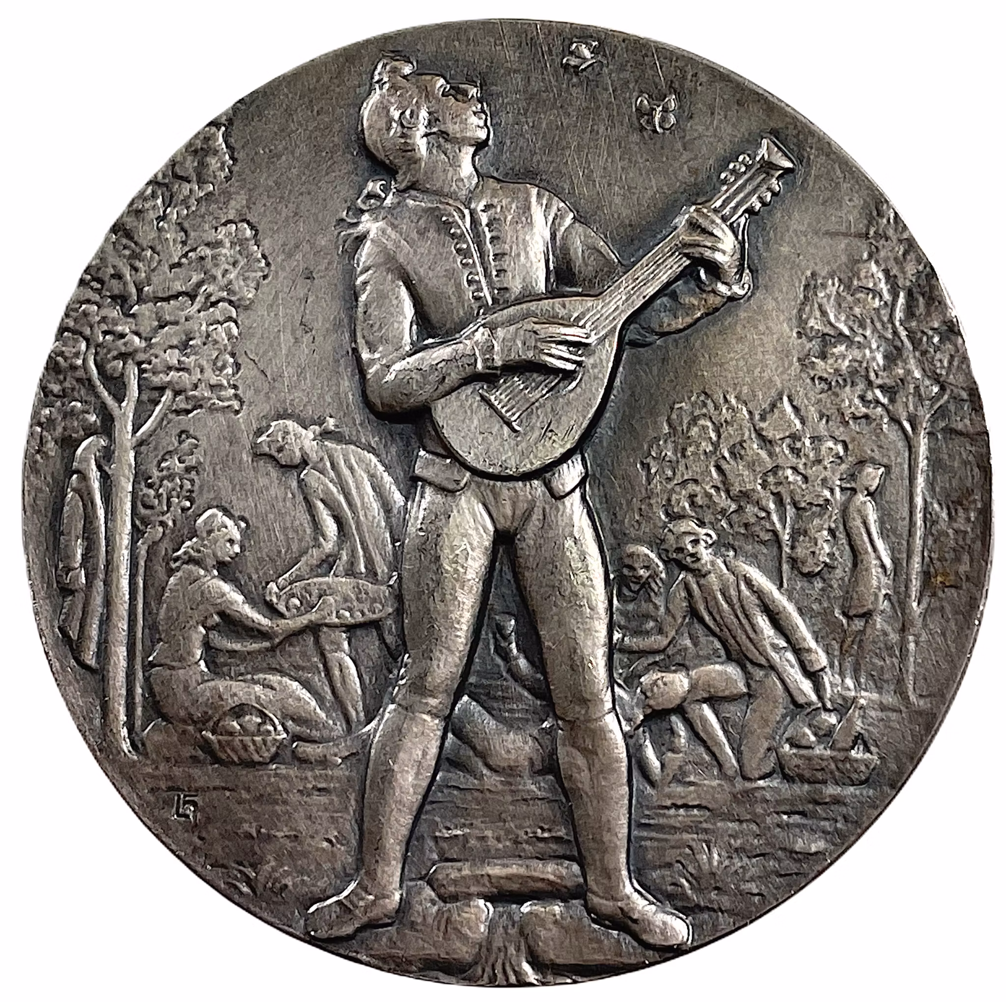 Carl Michael Bellman - Härlig silvermedalj av  Léo Holmgren 1975 - En av Sveriges nationalskalder