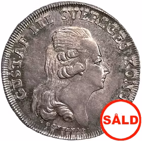 Gustav III, 1/3 Riksdaler 1792 - Kastmynt till konungens begravning - Ett mycket vackert exemplar