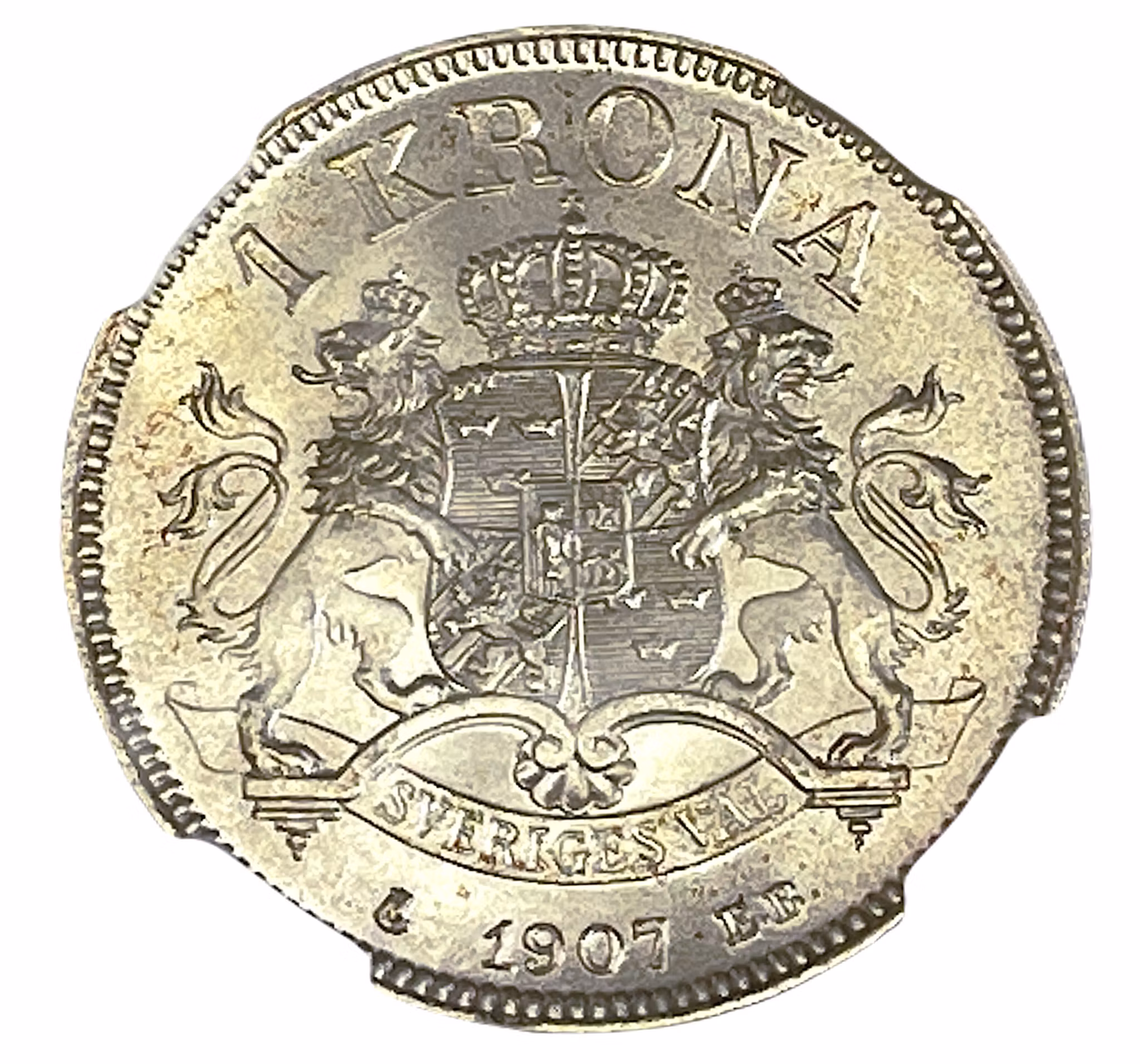Oskar II - 1 Krona 1907 - Ett underbart exemplar - NGC MS65